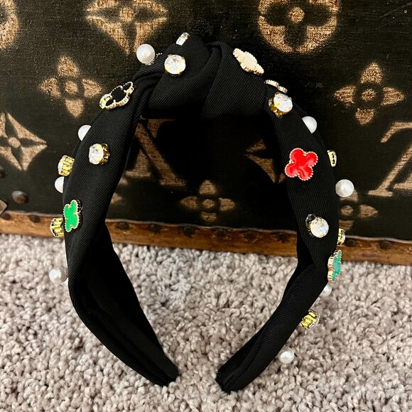 Alhambra Black Clover Jeweled Headband, NEW - Picture 4 of 4